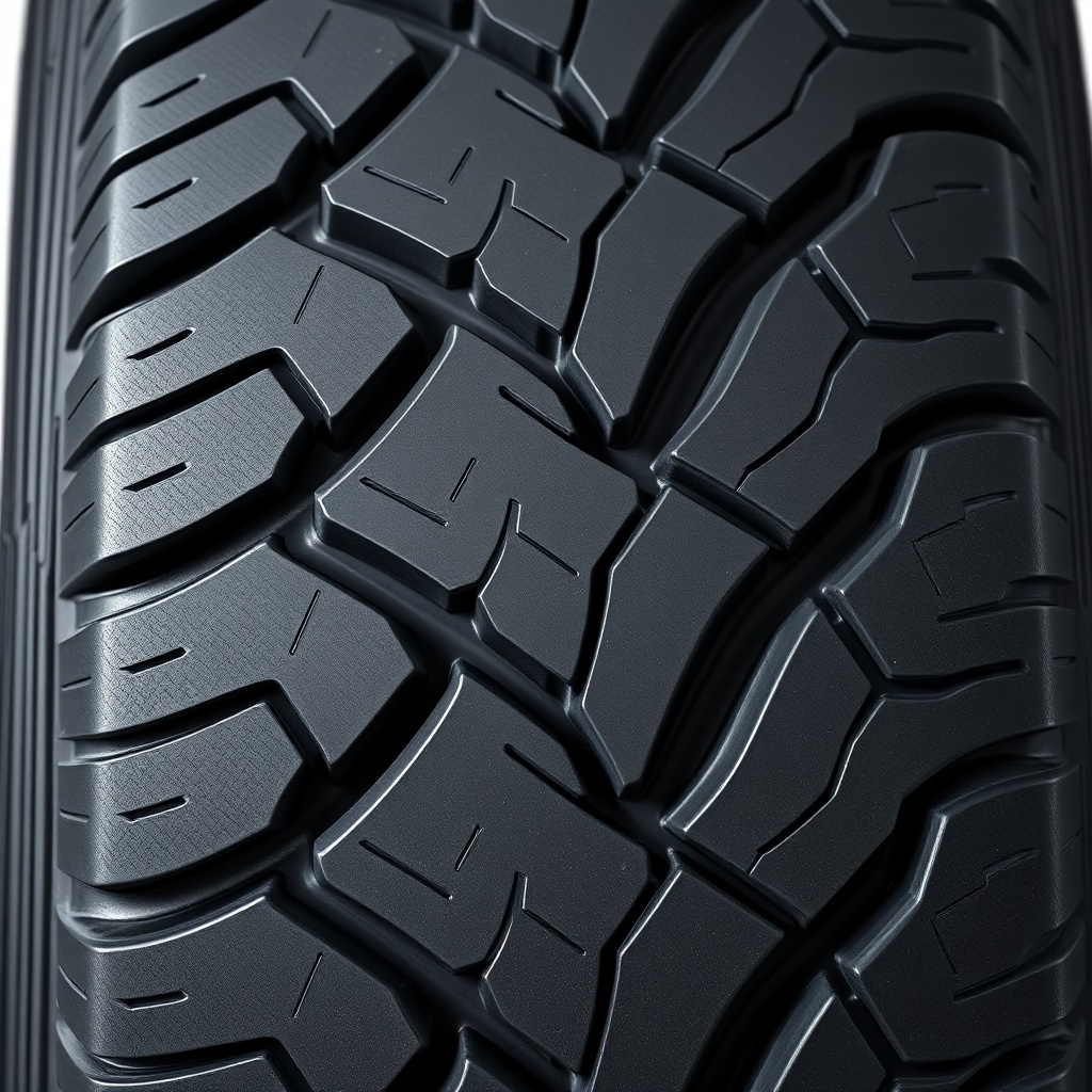 <Clean photorealistic photo of a tire tread close-up showing wear pattern