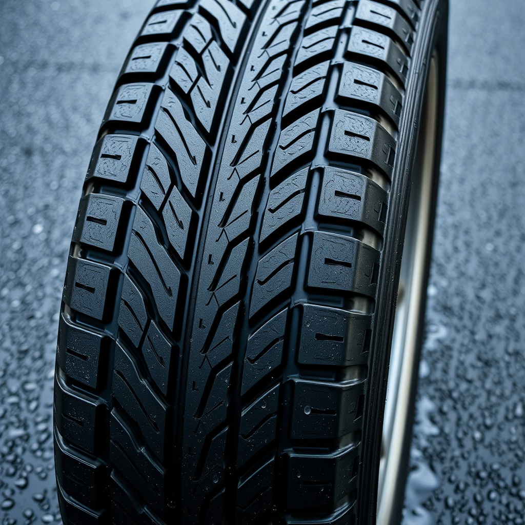 A photorealistic close-up of the Falken Ziex ZE960 AS-01 tire tread pattern