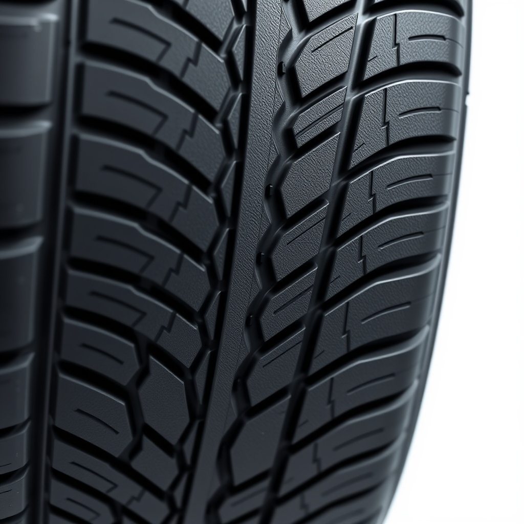 A photorealistic close-up of a Falken Ziex ZE960 AS-01 tire's tread pattern