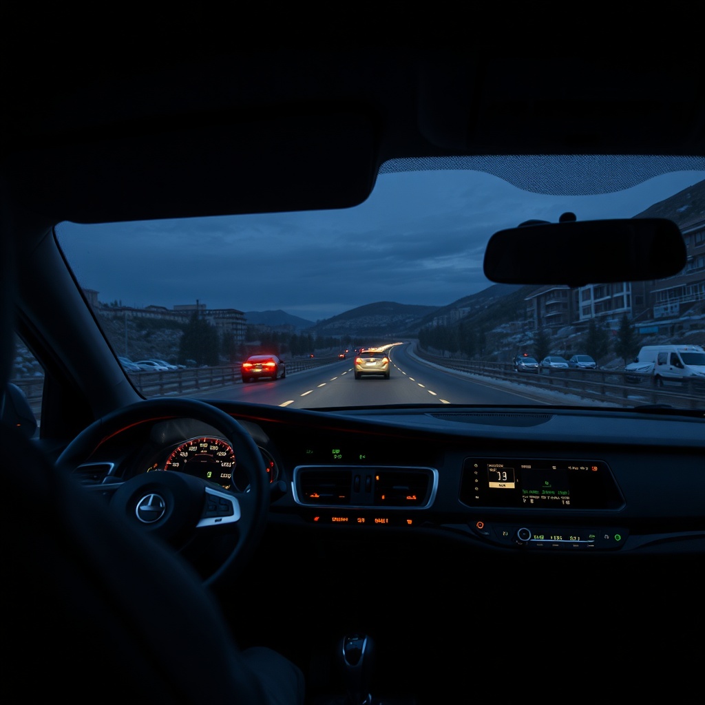 <Bir binek otomobilin otoyolda 120 km/s hızla giderken kabin içinden lastik yol sesini ölç