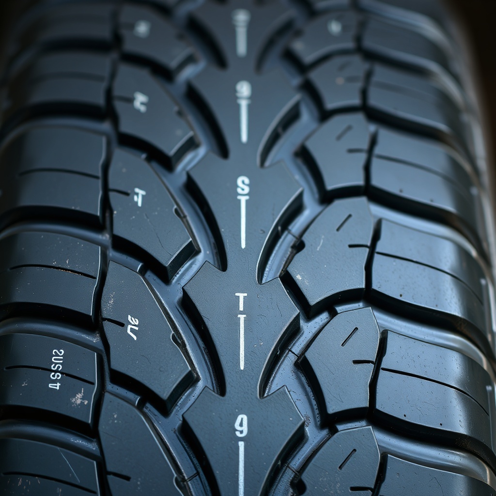 Macro view of the tread pattern of a Bridgestone Turanza T005 tire