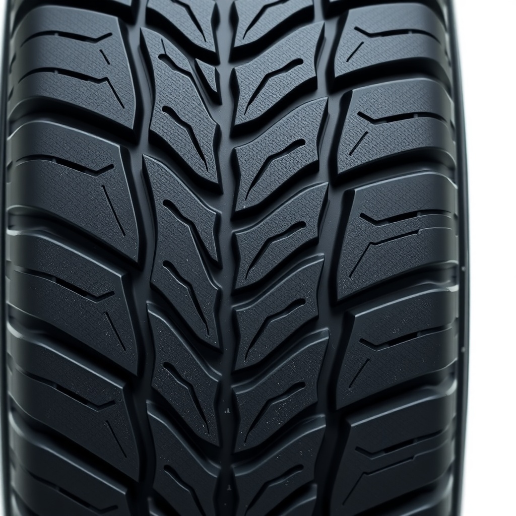 <clean photorealistic photo/illustration of a close-up of a four-season tire tread pattern