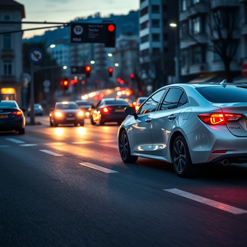 A photorealistic shot of a modern sedan